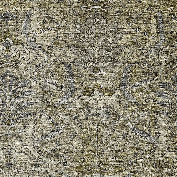 10' X 14' Damask Washable Area Rug With UV Protection (683896) - Taupe / Gold / Beige
