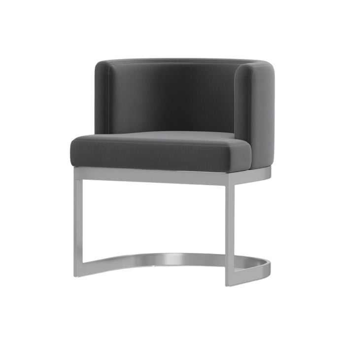 Upholstered Fabric Wing Back Dining Side Chair - Gray / Silver