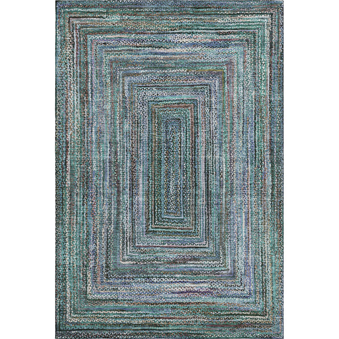10' X 14' Geometric Washable Area Rug With UV Protection (699268) - Teal / Brown