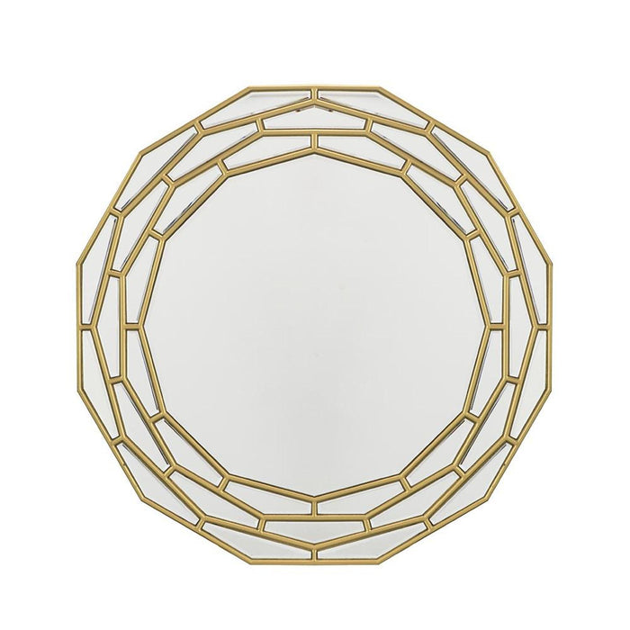 35" Round Framed Accent Mirror - Gold