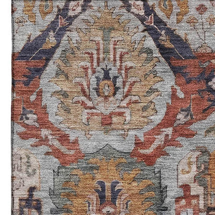 10' X 14' Washable Area Rug With UV Protection (708169) - Blue / Copper / Beige