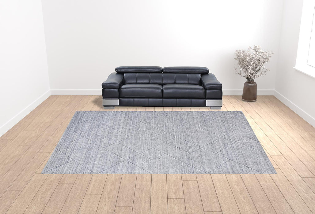 12' x 15' Striped Hand Woven Area Rug - Silver And Gray