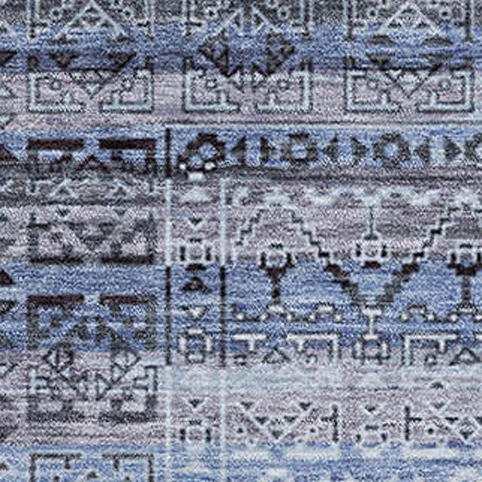 10' X 14' Striped Washable Area Rug With UV Protection (717827) - Blue / Charcoal