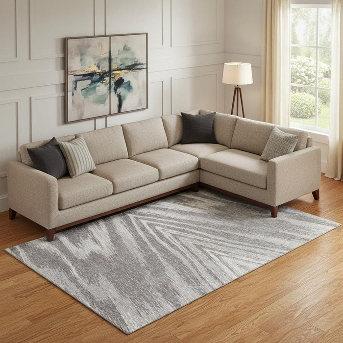 10' X 14' Abstract Washable Area Rug With UV Protection (669702) - Gray / Ivory