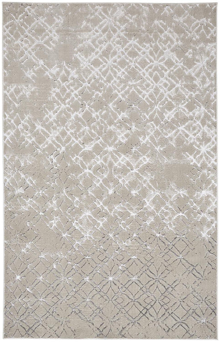 12' x 18' Abstract Area Rug - Silver Gray And White
