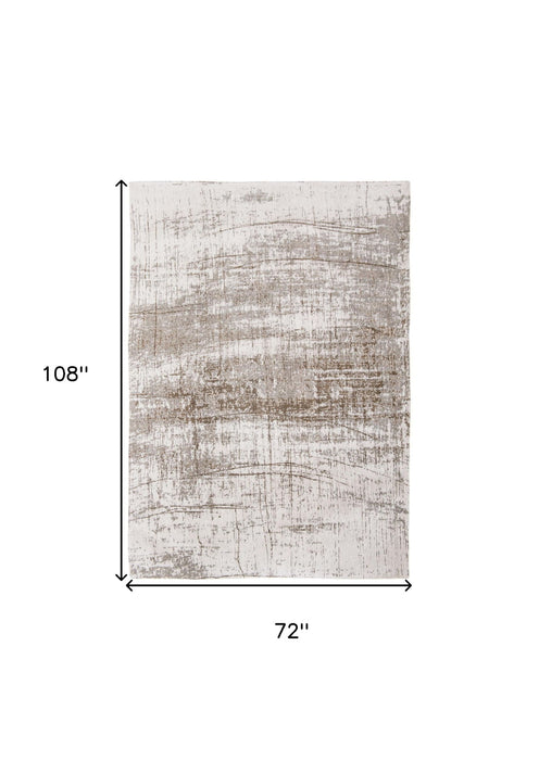 7' x 9' Abstract Non Skid Area Rug - Gray And Beige