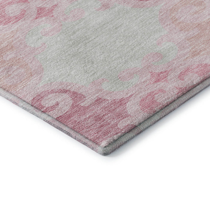 10' X 14' Trellis Washable Area Rug With UV Protection (670213) - Pink / Gray / Silver