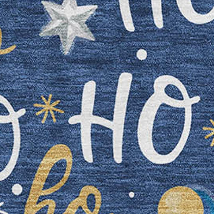 10' X 14' Polka Dot Washable Area Rug With UV Protection (701659) - Navy Blue / White / Gold