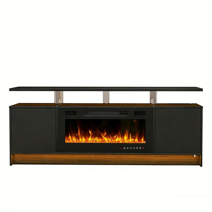 Wood Fireplace Entertainment Center With Fireplace (723794) - Black