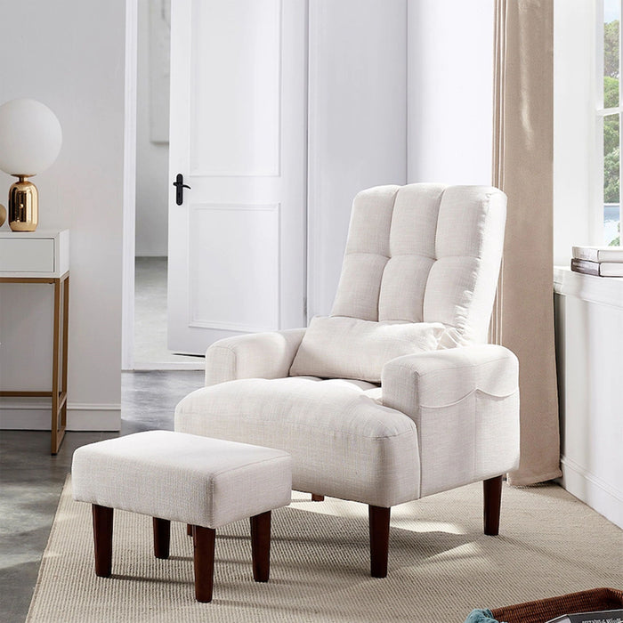 Giga modern living room recliner chair with matching ottoman, fabric upholstery, adjustable angles, and convertible into a sofa bed.