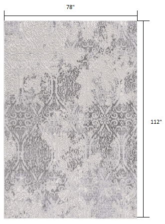7' x 10' Tinted Ogee Pattern Area Rug - Cream And Gray