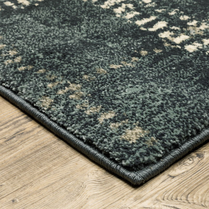 10' x 13' Geometric Power Loom Stain Resistant Area Rug - Blue And Ivory