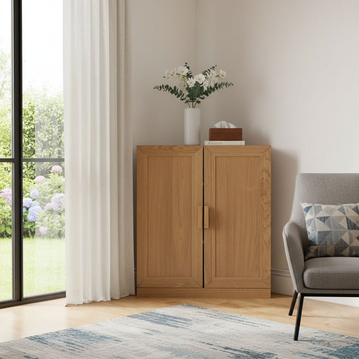 Corner Accent Cabinet With Two Doors (Set of 2) - Natural