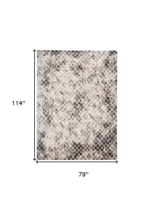6.6' x 9.5' Abstract Stain Resistant Area Rug - Ivory Gray And Taupe