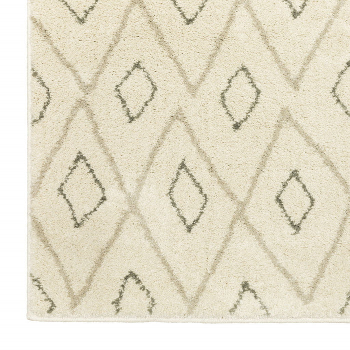 8' x 10' Geometric Power Loom Stain Resistant Area Rug - Sand Ash Gray And Ivory
