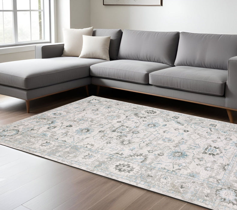 9' X 12' Oriental Hand Tufted Area Rug - Ivory And Teal