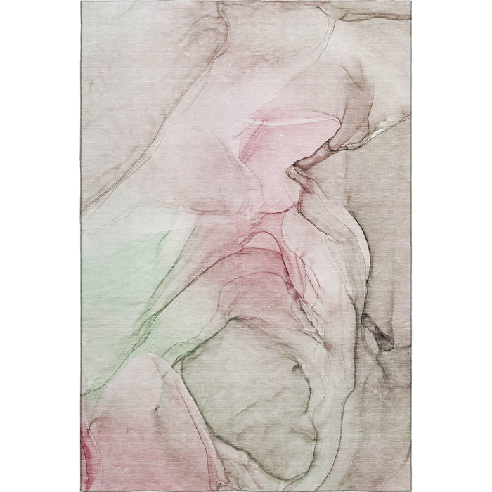 9' X 12' Abstract Washable Area Rug With UV Protection (646619) - Blush / Ivory