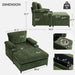 Giga fabric sofa bed chair with built-in cupholders and USB charging ports, designed for living room comfort and style.