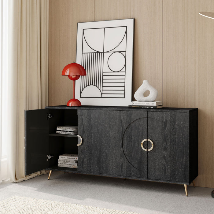 Giga modern lacquered wooden sideboard with four doors, ideal for living room, dining room, or office storage.