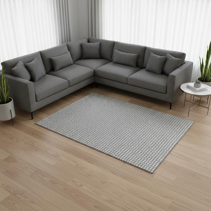 9' X 12' Houndstooth Washable Area Rug With UV Protection (645168) - Gray / Ivory