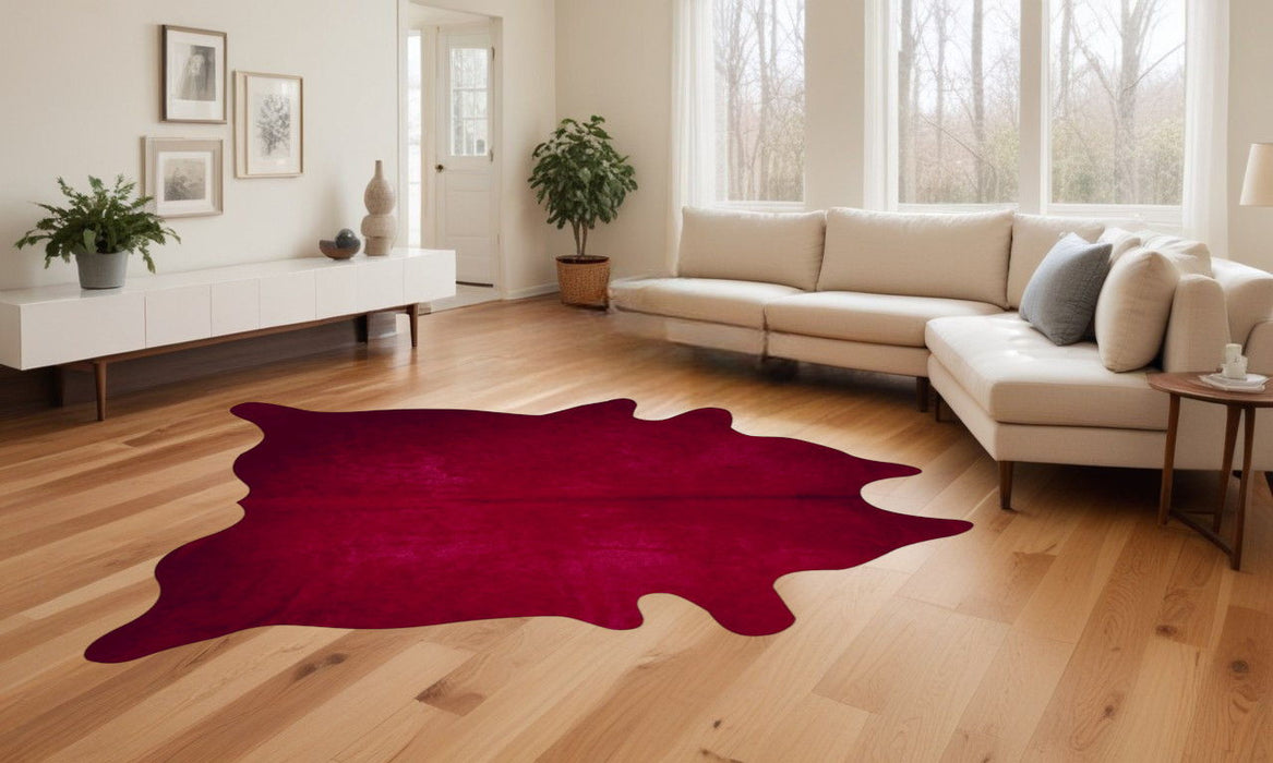 72" x 84" Cowhide Rug - Burgundy