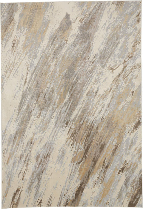 8' x 10' Abstract Area Rug - Ivory Tan And Brown