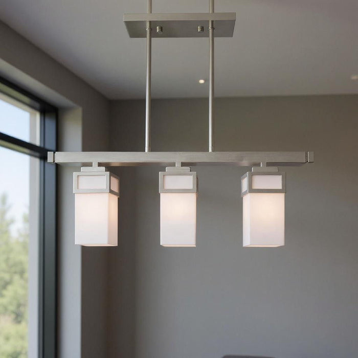 10" Three Light Dimmable Chandelier With Shades - Nickel