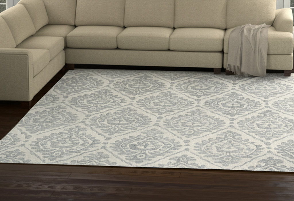 10' X 14' Floral Hand Tufted Area Rug - Ivory And Gray