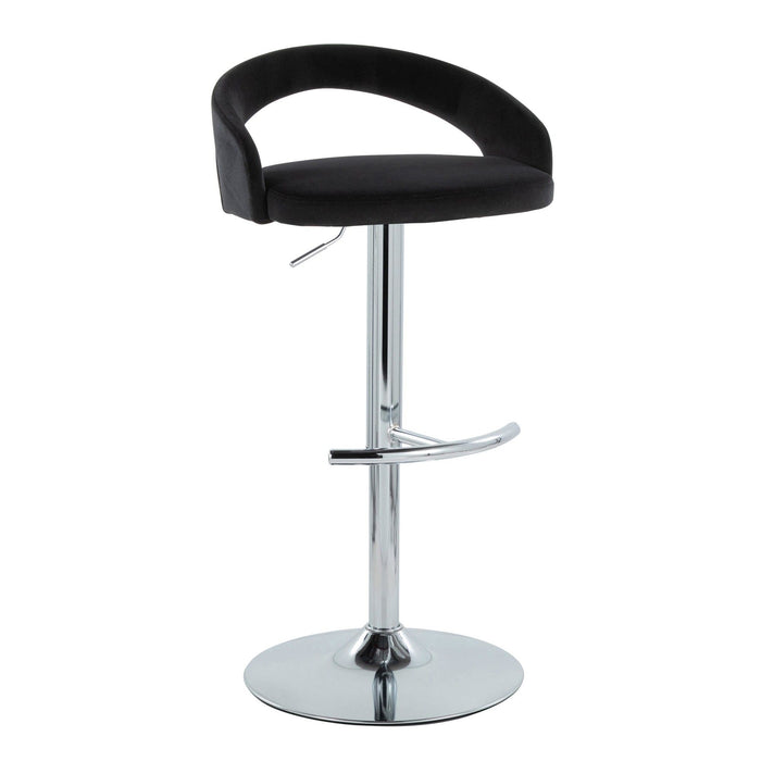 Grotto - Upholstered Adjustable Barstool - Chrome Metal Base