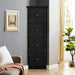 Giga tall accent storage cabinet with doors and four shelves, ideal for living room, kitchen, office, or bedroom storage.