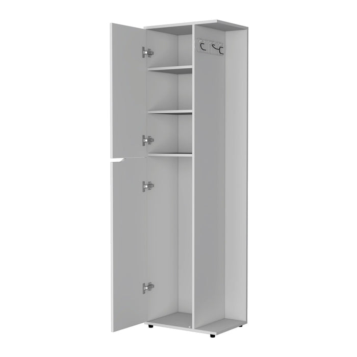 71" Wood Accent Cabinet With Two Doors - White