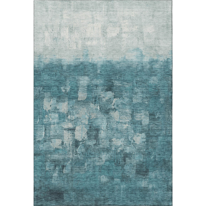 10' X 14' Abstract Washable Area Rug With UV Protection (718484) - Teal / Ivory