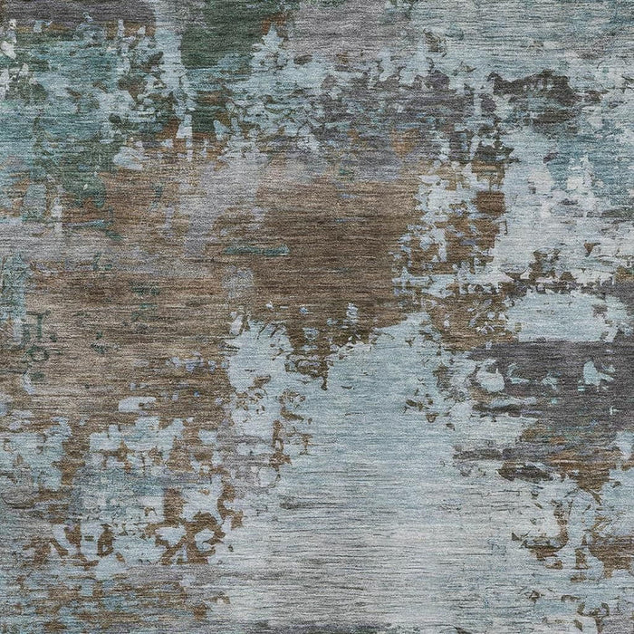 10' X 14' Abstract Washable Area Rug With UV Protection (716984) - Brown / Blue