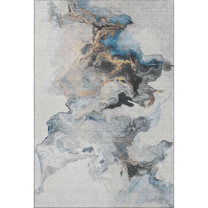 10' X 14' Abstract Washable Area Rug With UV Protection (697266) - Gray / Blue / Copper