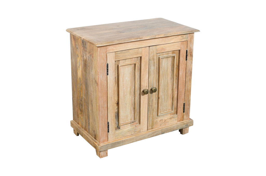 28" Distressed Solid Wood Nightstand With Storage - Natural