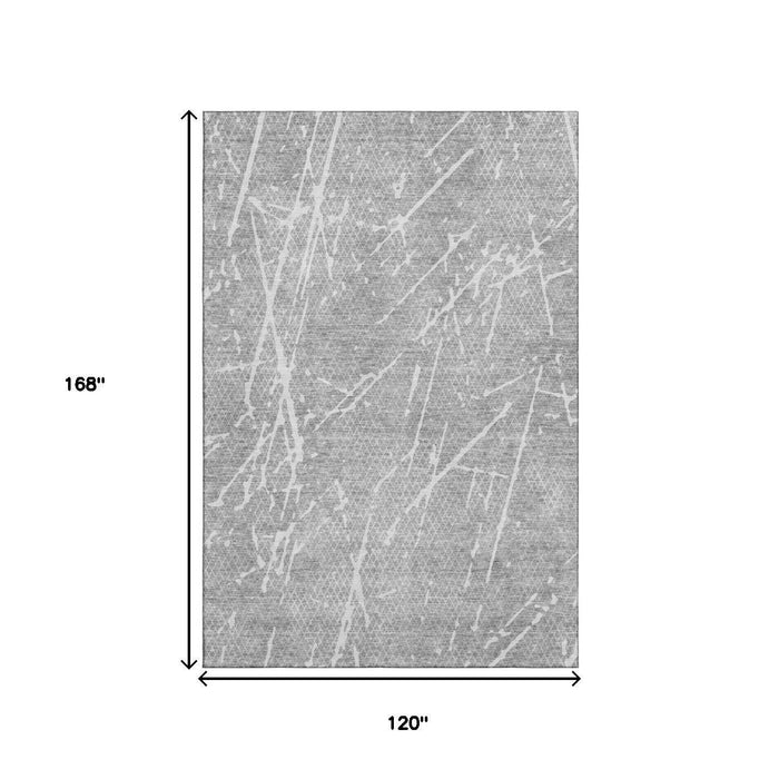 10' X 14' Abstract Washable Area Rug With UV Protection (652839) - Gray / Ivory