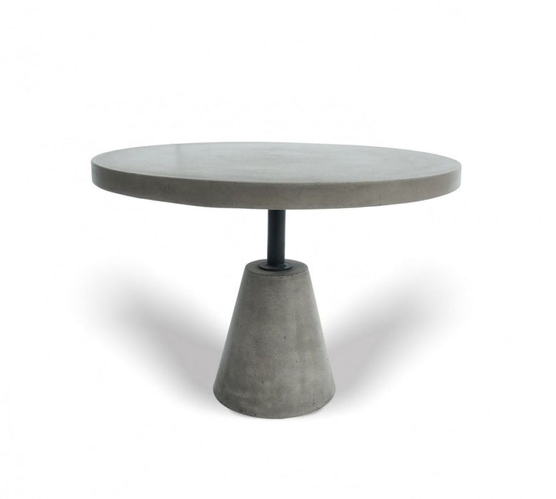 Modern Concrete Metal Pedestal End Table - Gray And Black