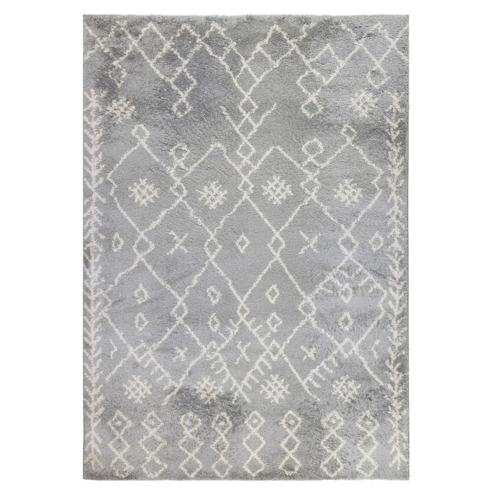 8' x 12' Geometric Shag Area Rug - Gray And Ivory