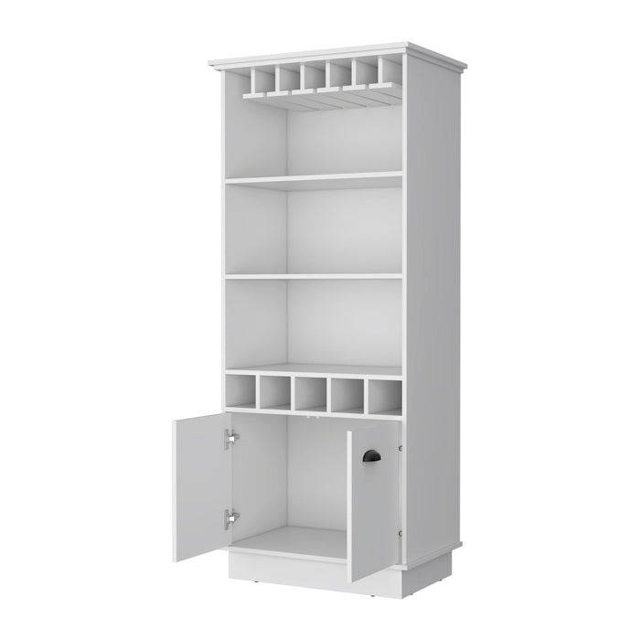 29" Wood Bar Cabinet With Two Doors - White