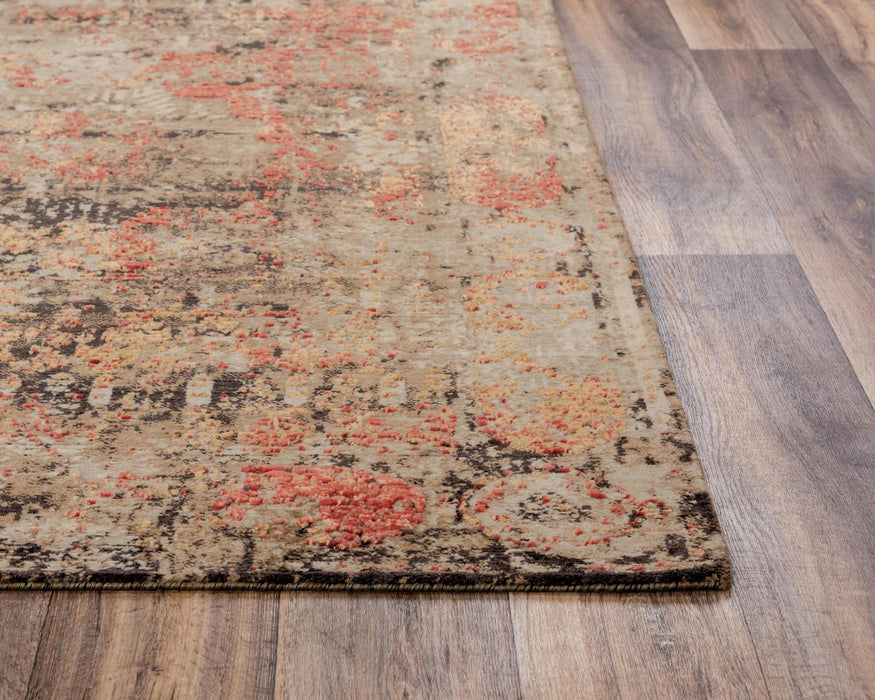 8' X 10' New Zealand Lambs Wool Abstract Hand Carved Handmade Area Rug (748017) - Green / Copper / Beige