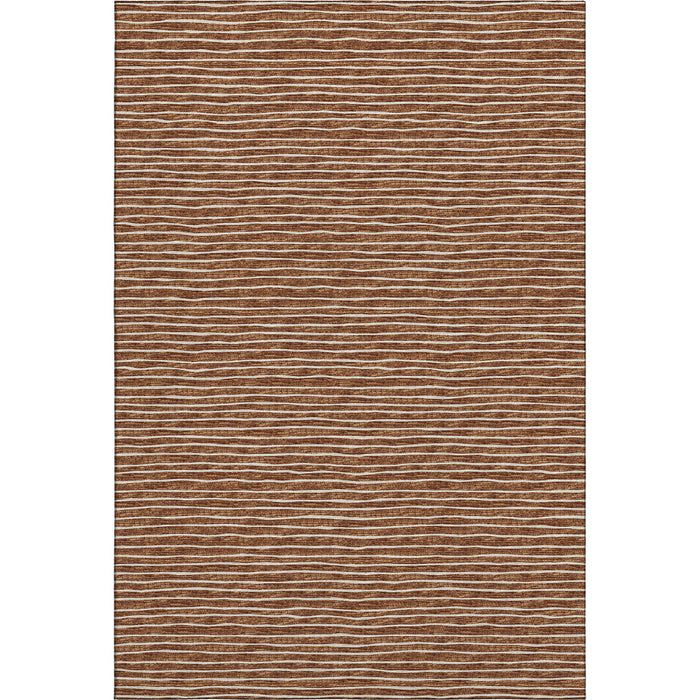 8' X 10' Striped Washable Area Rug With UV Protection (645203) - Rust / Ivory
