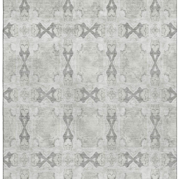 10' X 14' Floral Medallion Washable Area Rug With UV Protection (649498) - Ivory / Gray