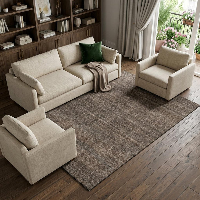 10' X 14' Geometric Washable Area Rug With UV Protection (688009) - Coffee / Beige