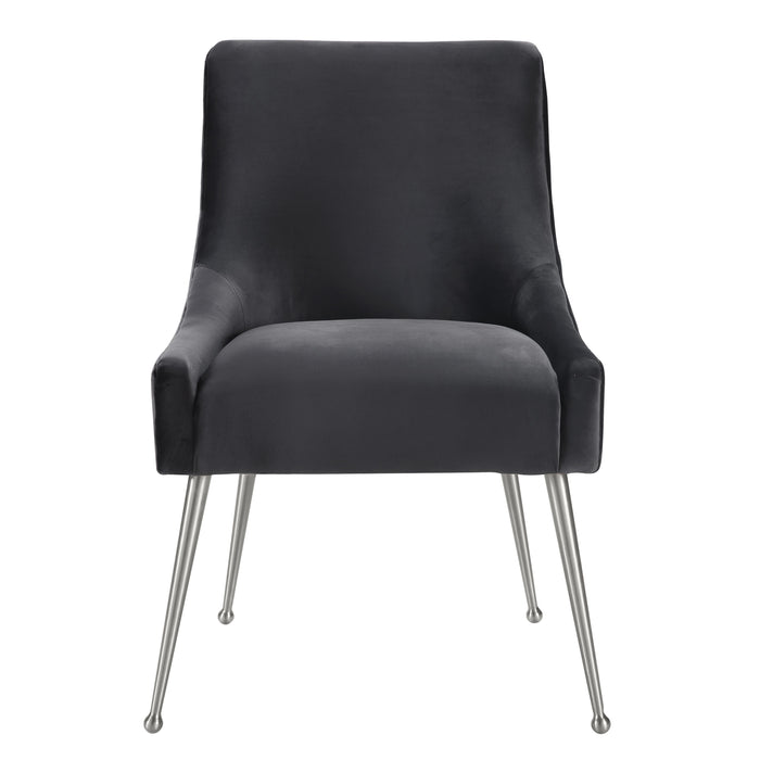 Beatrix - Velvet Side Chair With Silver Leg - Gray