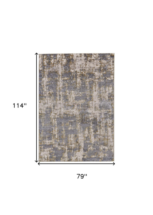 7' x 10' Abstract Area Rug - Gray And Gold