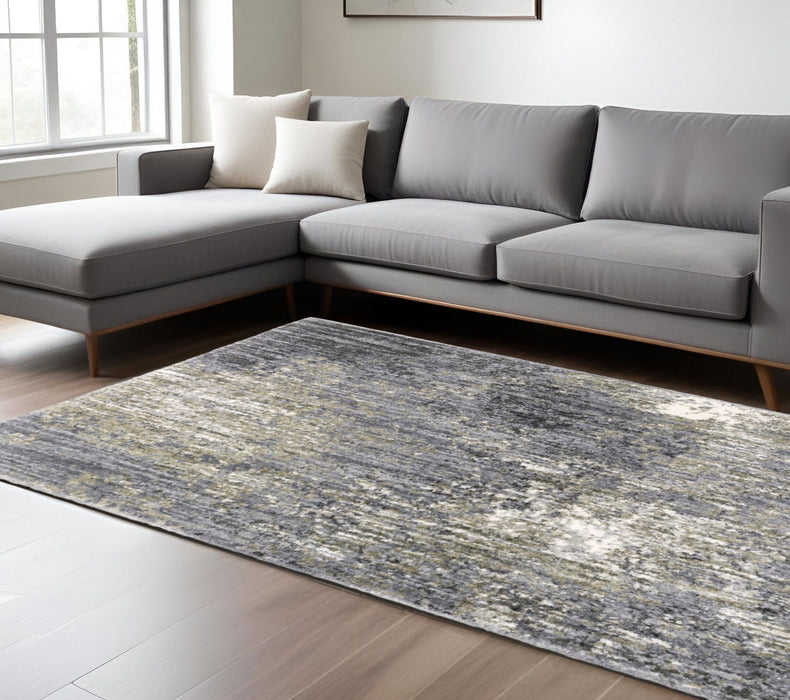 10' X 13' Abstract Shag Area Rug - Gray And Ivory
