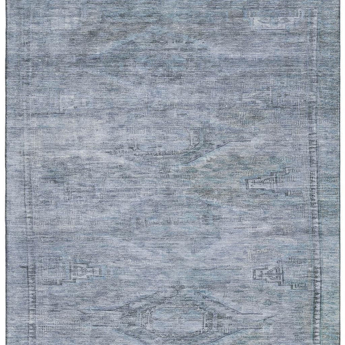 10' X 14' Abstract Geometric Washable Area Rug With UV Protection (695402) - Sky Blue / Gray