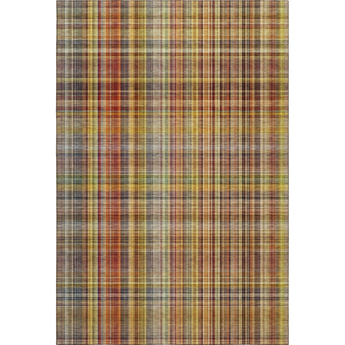10' X 14' Plaid Washable Area Rug With UV Protection (648286) - Rust / Gold / Green