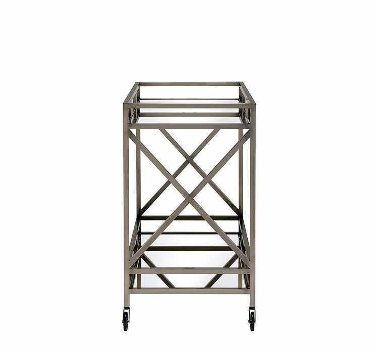 34" X 20" X 35" Antique Metal Serving Cart - Clear / Gray