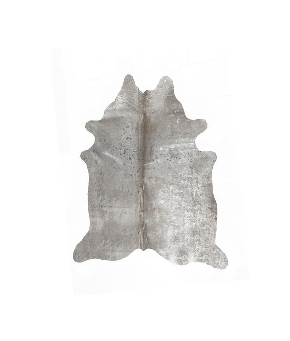 5' x 7' Genuine Cowhide Hand Knotted Area Rug - Gray And Silver